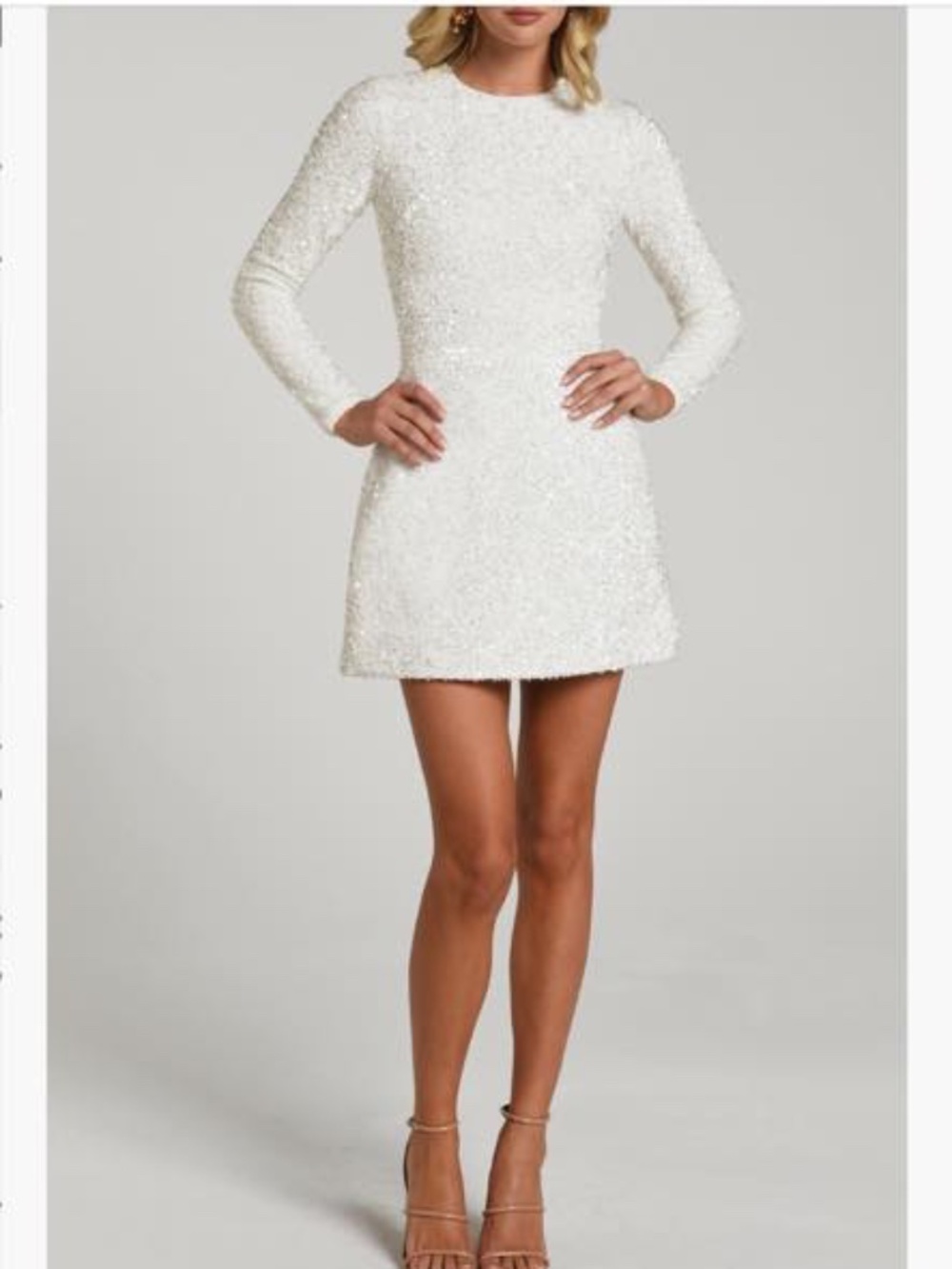 HESLI - Sequin Mini Dress - White - Bridal - Worn Once